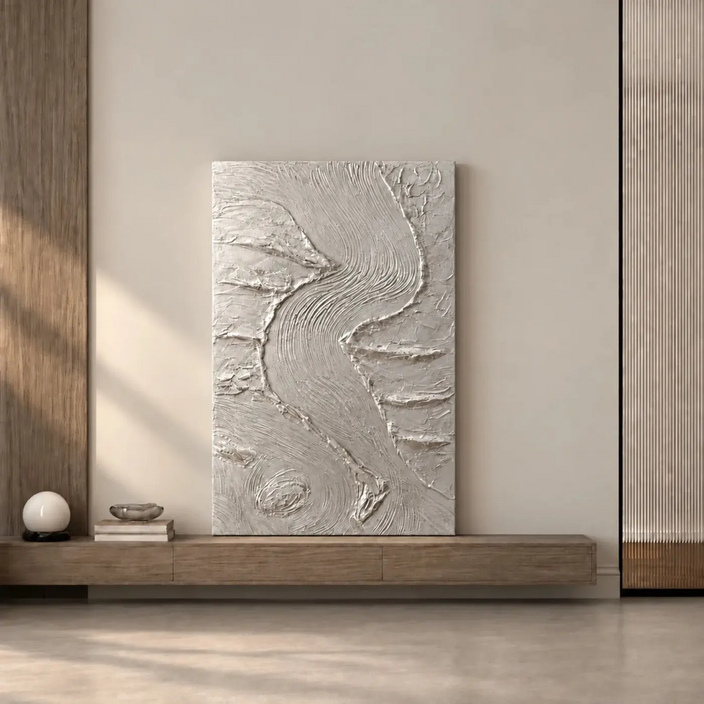 Quadro Argento Materico THE RIVER 100×150 cm - By Alessandro Vinci - spedizione inclusa