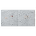 Quadro astratto materico argento SILVER FLOW – SET 2 PZ 100×100 cm - By Alessandro Vinci - totale 200x100cm spedizione inclusa