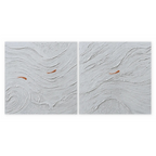 Quadro astratto materico argento SILVER FLOW – SET 2 PZ 100×100 cm - By Alessandro Vinci - totale 200x100cm spedizione inclusa
